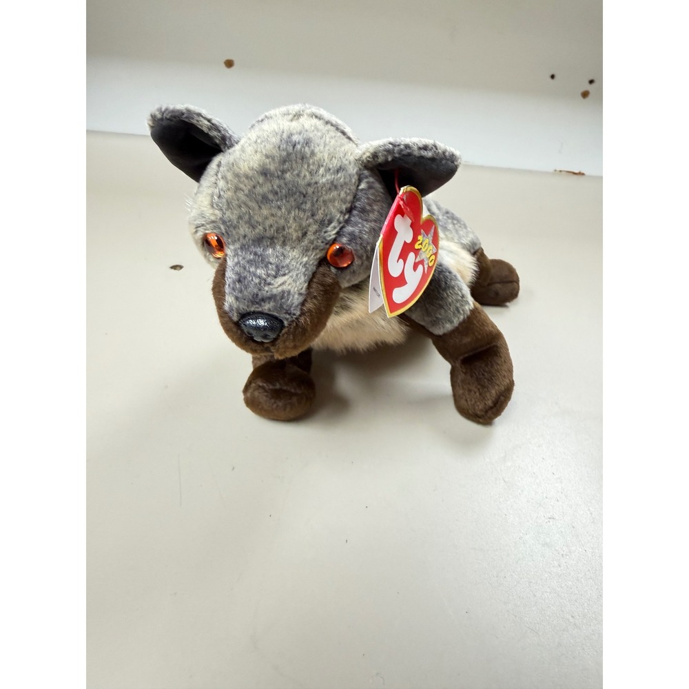Ty Beanie Baby Howl the Wolf Plush Grey Brown 2000 Collectible With Tags